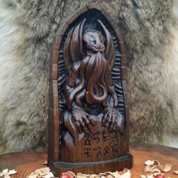 Cthulhu Altar Statue Lovecraftian Ash Wood Carving - thumbnail 4