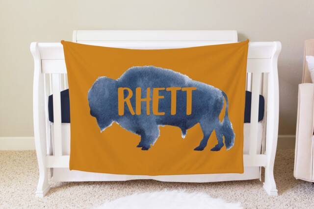 Buffalo Blanket, Personalized Baby Blanket Gift, Toddler Bison Nursery Decor, Birthday Desert - image 1