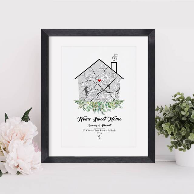 New Home Gift, Housewarming Gift For Couple, House Map, First Idea, Our Home, Personalised Framed Print - image 1