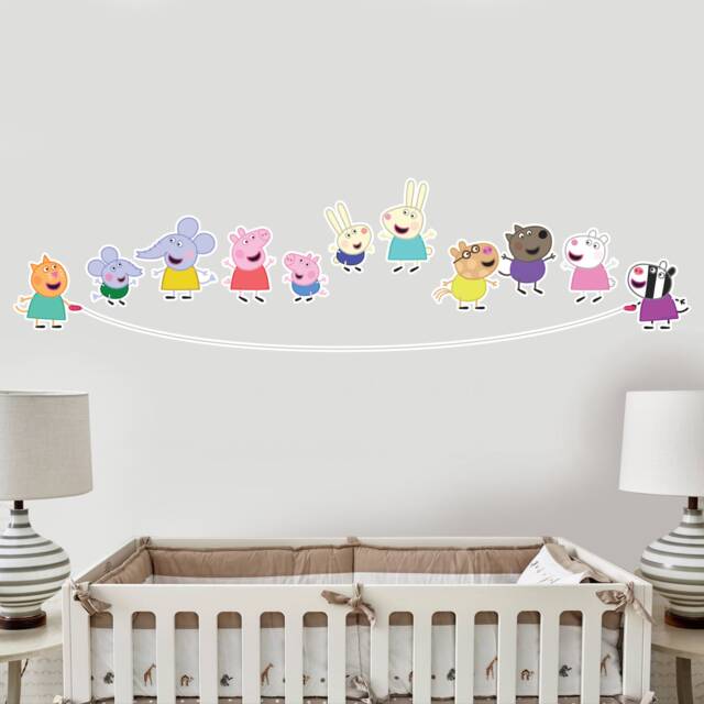 Peppa Pig Wall Sticker - & Friends Skipping Rope Decal Kids Art - image 1