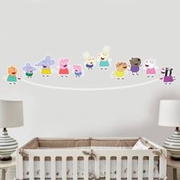 Peppa Pig Wall Sticker - & Friends Skipping Rope Decal Kids Art - thumbnail 1