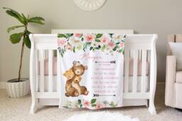 Custom Quote Personalized Blanket, Verse Baby Blanket Gift, Toddler Floral Nursery Decor, Birthday