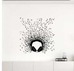 Headphones Wall Decal Music Vinyl Sticker Dj Murals Interior Recording Night Club Decor Art - 16Za7He - thumbnail 1