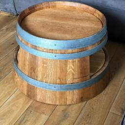 Wine Barrel Coffee Table With Shelf Oiled - thumbnail 2