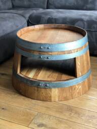 Wine Barrel Coffee Table With Shelf Oiled