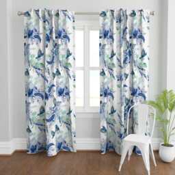 Watercolor Birds Curtain Panel - Blue Green Purple Floral Hummingbird Custom Hummingbirds By Dawn_Leblanc - thumbnail 2