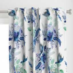 Watercolor Birds Curtain Panel - Blue Green Purple Floral Hummingbird Custom Hummingbirds By Dawn_Leblanc - thumbnail 1