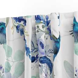 Watercolor Birds Curtain Panel - Blue Green Purple Floral Hummingbird Custom Hummingbirds By Dawn_Leblanc - thumbnail 3