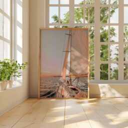 Sailboat Sunset Wall Art - Nautical Ocean Print Coastal Decor Sailing Photography Poster Seaside Living Room Artwork - thumbnail 3