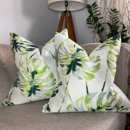 Green Cushion Cover, Plant Leaves Patio Pillow Modern Sofa Double Sided Case, Harlequin Kelapa Fabric - thumbnail 2