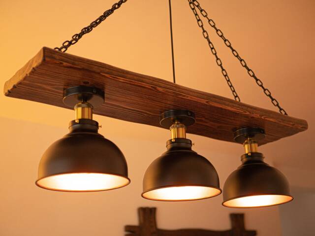 Wood Beam Chandelier 3 Lights Loft Modern Restaurant Lighting Natural Handmade Design Rustic Lamps - image 1