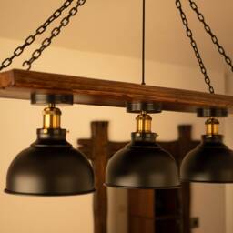 Wood Beam Chandelier 3 Lights Loft Modern Restaurant Lighting Natural Handmade Design Rustic Lamps - thumbnail 3
