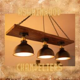 Wood Beam Chandelier 3 Lights Loft Modern Restaurant Lighting Natural Handmade Design Rustic Lamps - thumbnail 2