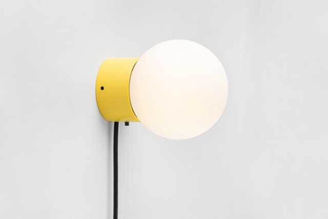 Zoe Wall Sconce Yellow Plug-In On/Off Switch White Sphere Milk Glass Globe Plafond Bedside Lamp - image 1