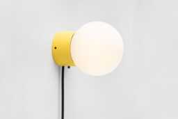 Zoe Wall Sconce Yellow Plug-In On/Off Switch White Sphere Milk Glass Globe Plafond Bedside Lamp
