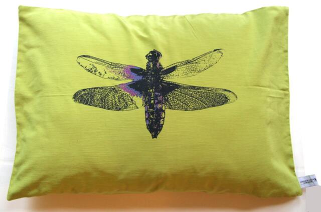 Lime & Navy Dragonfly Cushion Cover