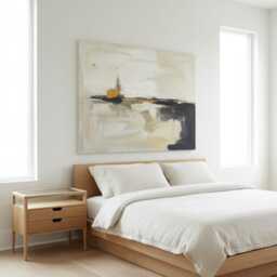 Solid Oak Nightstand Mid-Century Modern Bedside Table With Smoked Glass - thumbnail 2