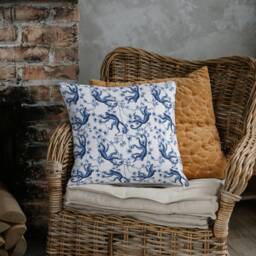 Outdoor Pillows - Weatherproof Garden Cushions Chinoiserie Monkeys Blue White Botanical Decorative Waterproof Home - thumbnail 2