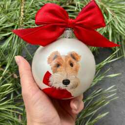 Custom Pet Portrait Ornament Christmas Ball Dog Art Personalised Hand Painted Bauble Cat Memorial Ornament - thumbnail 4