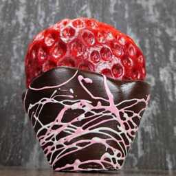 strawberry Concrete Planter, Chocolate Dipped Fruit Plant Pot - thumbnail 2