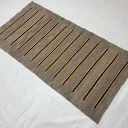 Handwoven Wool Kilim Rug Modern Black & Mustard Stripe Runner, Cottage Entrance Decor Carpet - thumbnail 4