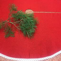 Handmade Burlap Christmas Tree Skirt Rustic Holiday Decor - thumbnail 3