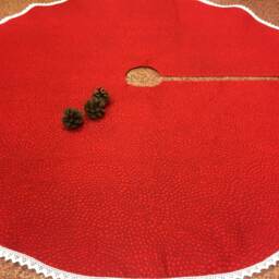 Handmade Burlap Christmas Tree Skirt Rustic Holiday Decor - thumbnail 2