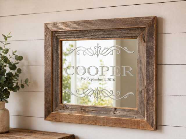 11x14 Personalized Barn Wood Mirror - Custom Engraved Home Bar Sign Rustic Farmhouse Wall Decor Man Cave Gift Wedding - image 1