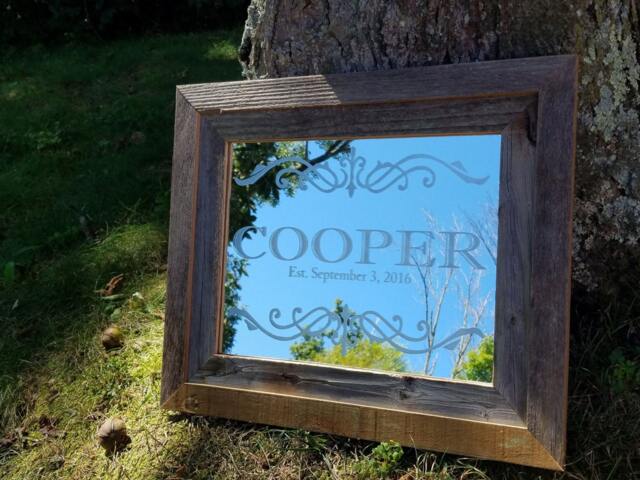 Personalized Mirror, Custom Barn Wood Barnwood, Large Bar, Engraved Bar Mirror 11x14 - image 1