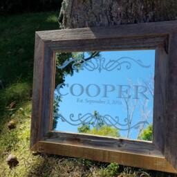 11x14 Personalized Barn Wood Mirror - Custom Engraved Home Bar Sign Rustic Farmhouse Wall Decor Man Cave Gift Wedding - thumbnail 2