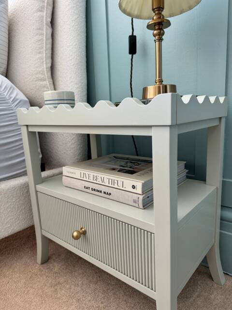 The Hector - Bedside Table - With A Reeded Front & Wavy Trim Top - image 1