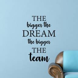 Team Work The Bigger The Dream Inspirational Motivational Wall Decal Quote Art For Home Living Room Office Decor Decorations 17x24 Inches - thumbnail 1