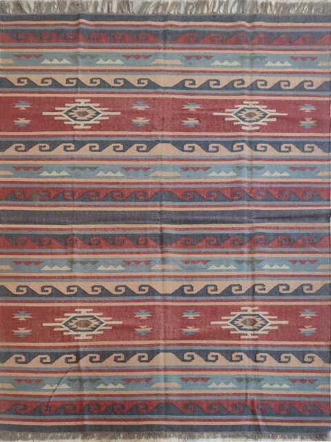 Handwoven Wool Jute Striped Kilim Rug - Tribal Flatweave Area Rug, Rustic Boho Carpet, Bespoke Sizes - image 1