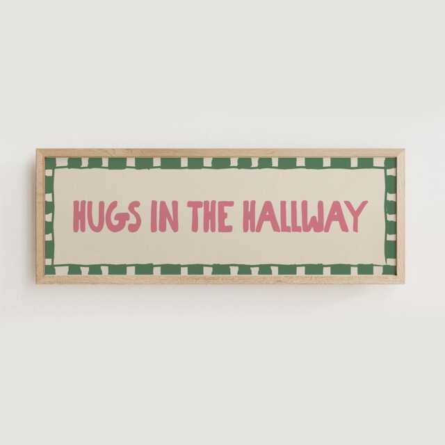Hugs in The Hallway Print, Wide Horizontal Wall Art, Entrance Decor - Unframed - image 1