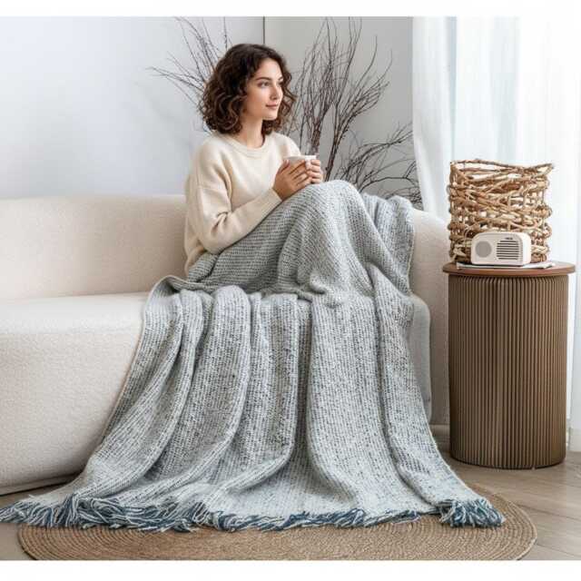Cozy Grey Throw Blanket - Minimalist Sofa Soft Neutral Home Decor Tiktok Aesthetic Gift For Her - image 1
