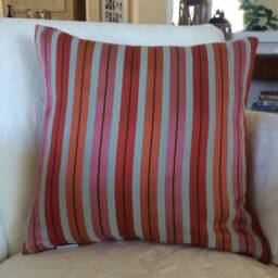 striped Pillow Cover Red, Orange, & Blue Cushion - thumbnail 2