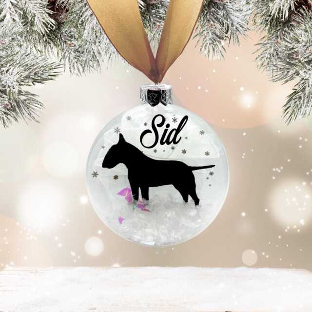 Bull Terrier Dog Personalised Ornament - Custom Glass Christmas Bauble - image 1