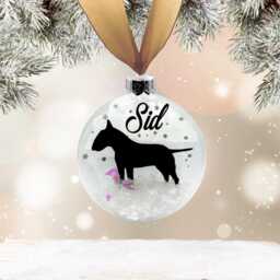 Bull Terrier Dog Personalised Ornament - Custom Glass Christmas Bauble
