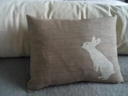Hand Printed Reversible Little Mink Rabbit Cushion Cover - thumbnail 1