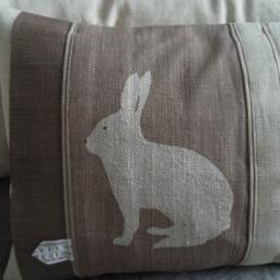 Hand Printed Reversible Little Mink Rabbit Cushion Cover - thumbnail 3