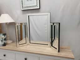 Venetian Dressing Table Mirror Triple Tri Fold Art Deco Design Top Free Standing Silver Bevelled Bedroom 76x53cm Modern Home Decor
