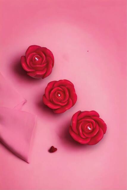 Red Rose Soy Wax Candle Set Vegan Floral Home Decor - image 1