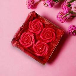 Red Rose Soy Wax Candle Set Vegan Floral Home Decor - thumbnail 3