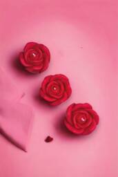 Red Rose Soy Wax Candle Set Vegan Floral Home Decor - thumbnail 1
