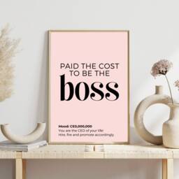 Inspirational Wall Print, Paid The Cost To Be Boss, Office Decor, Motivational Home Accessories, Desk Gifts - thumbnail 2