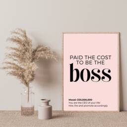 Inspirational Wall Print, Paid The Cost To Be Boss, Office Decor, Motivational Home Accessories, Desk Gifts - thumbnail 3