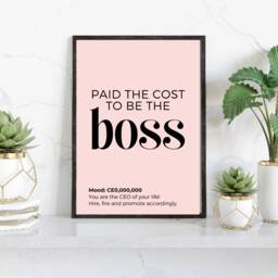Inspirational Wall Print, Paid The Cost To Be Boss, Office Decor, Motivational Home Accessories, Desk Gifts - thumbnail 1