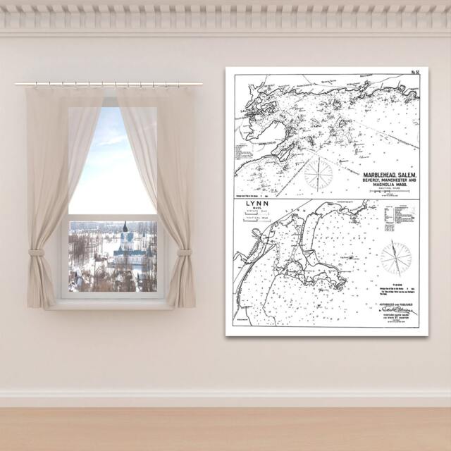 Antique Harbor Chart Print Marblehead, Salem, Lynn, Ma - image 1