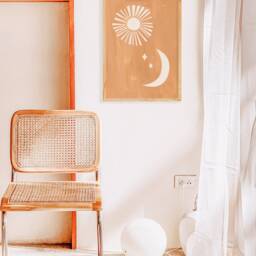 Peach Boho Sun & Moon Print - Textured Print, Bohemian Bedroom Poster, Celestial Boho, Modern Art, Neutral Colours, Pastels, Minimalist - thumbnail 3