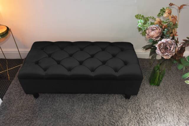 Ottoman Footstool, Handmade Plush Velvet Chesterfield Upholstered Living Room Storage, Bedroom Footrest & Seating Bench, Coffee Table - image 1